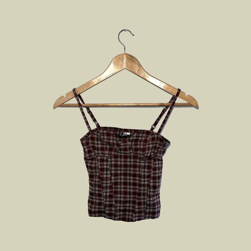 Plaid Bustier Top